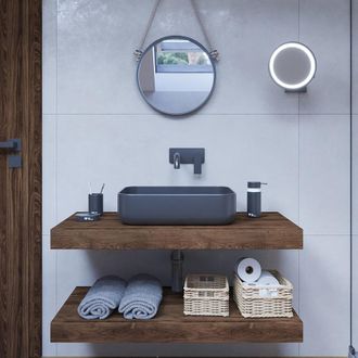Puma Egger - Naturel Encimera De Lavabo Natural 100x8x50 Cm, Roble Charleston Marr&oacute;n Oscuro (do10050dt)