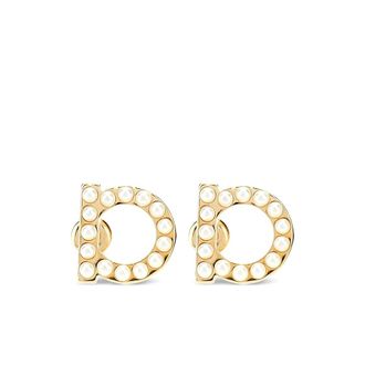 Ferragamo Earrings, female, Yellow, Size: ONE SIZE Gancini Stud Earrings