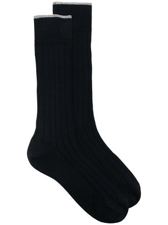 Brunello Cucinelli Geribbelde enkelsokken - Blauw