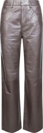 Rotate Straight-Leg Five-Pocket Leather Pants