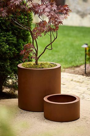 Terrain Weathering Steel Cylinder Planter