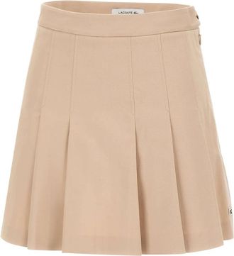 Lacoste Korte geplooide rok van stretchkatoen - Dames - Korte rokken - Beige - XS - Katoen - Rokken