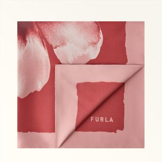Furla Nuvola Foulard Toni Cloudy Pink Rosa Twill Di Seta Con Stampa Gardenia Donna