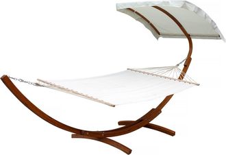 Habitat et Jardin Habitat Et Jardin - Hamaca De Madera dallas Xl - Con Lona De Algod&oacute;n Y Toldo - Crudo