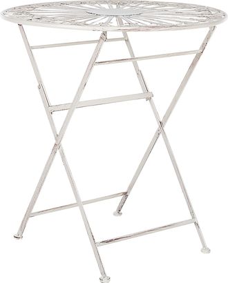 Beliani Beliani - Mesa De Balc&oacute;n De Metal Blanco Crema 70 Cm Retro Franc&eacute;s Exterior Scafa
