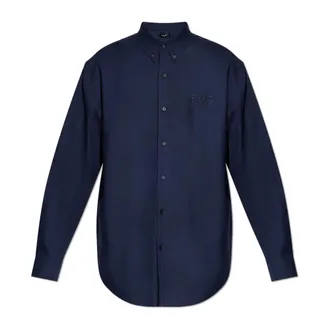 Balmain Formal Shirts, male, Blue, Size: 2XL Shirt with logo