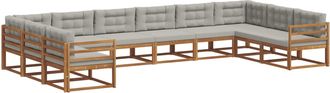 vidaXL Conjunto De Sof&aacute;s De Exterior 10 Uds. Gris Natural Y Claro Vidaxl