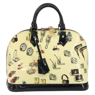 Louis Vuitton Alma Handbag Limited Edition Stickers Monogram Vernis White Patent_Leather Handbag (Pre-Owned)