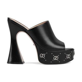 Gucci Zwarte leren platform sandalen met studs - Dames - Muiltjes - Zwart - 35 EU - Leer - Schoenen