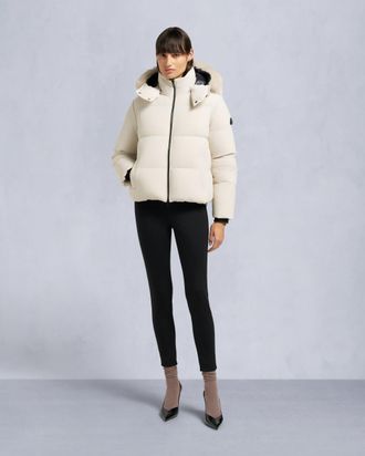 Moose Knuckles Womens Nyluxe Misti Shearling Trim Puffer