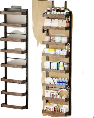OEM Estanter&iacute;a De Almacenamiento De 8 Niveles, 15 Cm De Profundidad, 44 Cm De Ancho, 170 Cm De Alto, Ganchos Ajustables Para Puertas De 2 A 4 Cm De Grosor