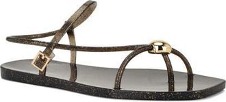 Nine West Shells Ankle Strap Jelly Sandal in Black at Nordstrom, Size 11