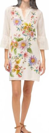 Johnny Was Ruffle Sleeve Dress In White Stripe