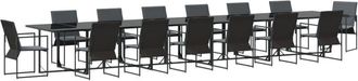 vidaXL Garden Dining Set 15 pcs Black Steel Vidaxl