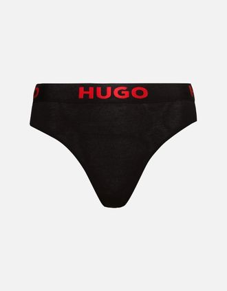 HUGO BOSS Womens Sporty Logo Thong, Black - Size: 16