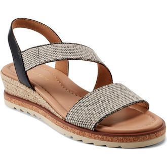 Easy Spirit Sabina Wedge Sandal in White/Black at Nordstrom, Size 7.5