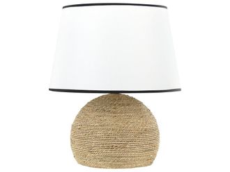Beliani L&aacute;mpara de mesa mimbre natural