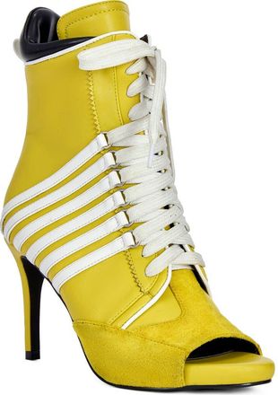 Azalea Wang Eleven Peep Toe Bootie in Mustard at Nordstrom, Size 7.5