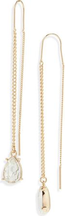 Nordstrom Rack Teardrop Threader Earrings in Clear- Gold at Nordstrom Rack