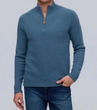Raffi Cashmere Quarter Zip Sweater In Lagoon