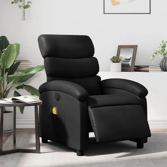 vidaXL Sill&oacute;n De Masaje Reclinable El&eacute;ctrico Cuero Sint&eacute;tico Negro Vidaxl