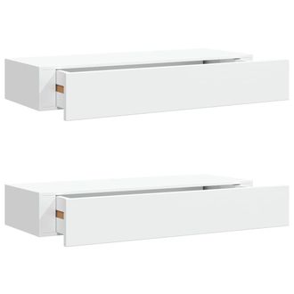 vidaXL Vidaxl - Estantes De Pared Con Caj&oacute;n 2 Uds Mdf Blanco 60x23,5x10 Cm