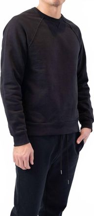 Frame Denim Long Sleeve Raw Edge Service Crewneck Top In Faded Noir