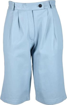 L'autre Chose Leren Bermuda Shorts - Dames - Korte Broeken - Blauw - XS - Korte Broeken