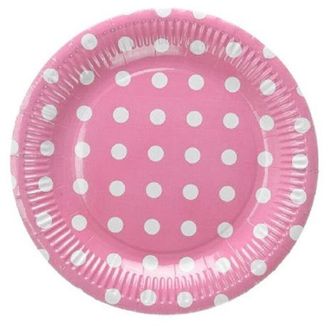 Trade Shop Trade Shop - Set De 48 Piezas Papel De Papel 23 Cm Pink Polka Dot Boda Bauchismo Baquitismo D&iacute;as De Fiesta