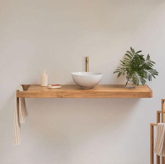 Sklum Conjunto De Mueble De Ba&ntilde;o 130x45 Cm Suspendido En Madera De Teca Neill Sklum