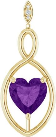 Pompeii3 9mm Amethyst Womens Heart Pendant in 14k Gold Necklace 6mm Tall