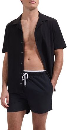 Bugatchi Quinn Colorblock Swim Trunks in Black at Nordstrom, Size Xx-Large