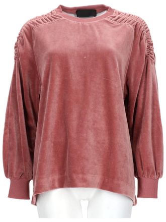 Alberta Ferretti Plush Cotton Blend Sweatshirt with Ruched Shoulders