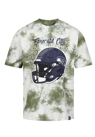 Recovered Clothing Seattle Seahawks NFL Tie-Dye Relaxed Oversized T-Shirt Green White