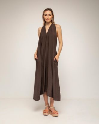 Tantra Wijde midi-jurk met halternek en een bandje op de rug