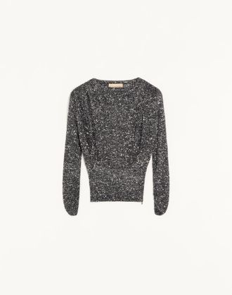 Valentino Maglia in Filo Paillettes Donna NERO/SILVER XXS