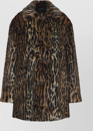 Roberto Cavalli animal print faux fur long sleeve coat