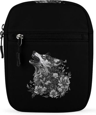 Generic Wolf And Butterflies Crossbody Bag Adjustable Satchel Cute Shoulder Bag Lightweight Sling Bags