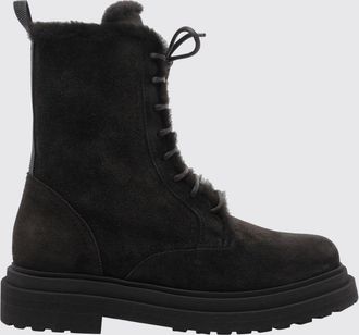 Brunello Cucinelli Anfibi in pelle e suede con dettaglio monile