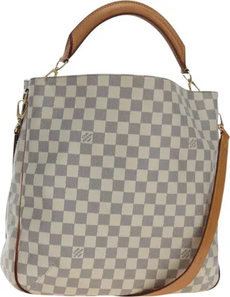 Louis Vuitton Soffi Damier Ebene White Canvas Handbag (Pre-Owned)