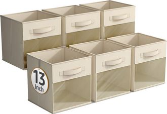 Sorbus 6-Pack Collapsible Window Storage Cubes in Beige at Nordstrom Rack