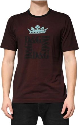 Dolce & Gabbana T-shirt met ronde hals - Heren - T-shirts - Bruin - M - Katoen - Tops