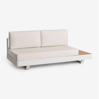 Sklum Sof&aacute; Modular De 2 Plazas En Aluminio Con Mesa Auxiliar Derecha En Madera De Teca Yarilo Sklum