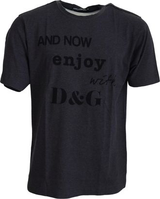 Dolce & Gabbana Gray Crewneck Cotton Short Sleeve Mens T-shirt - Grey - Size EU 50 (Mens)