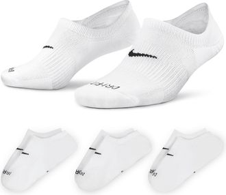Nike Womens Everyday Plus Cushioned Training Footie Socks (3 Pairs) in White | DH5463-903