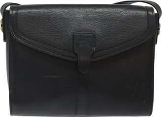 Burberry Nova Check Black Leather Shoulder Bag (Pre-Owned)