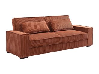Vente-Unique Sof&aacute; cama de 3 plazas de pana color terracota FINORO