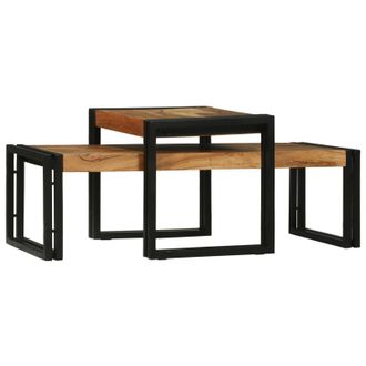 Berkfield Home 2 Piece Coffee Table Set Solid Wood Acacia in Brown