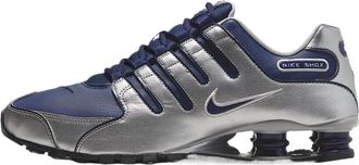Nike Nike Mens Shox NZ Running Shoe, Midnight Navy/Metallic Silver/Black, 7.5