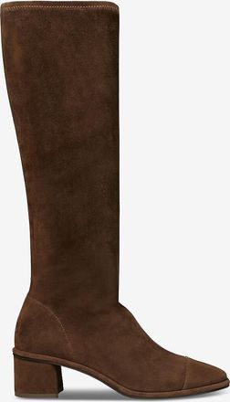 Tory Burch Quadratische Absatzstiefel aus Wildleder mit kontrastierender Spitze